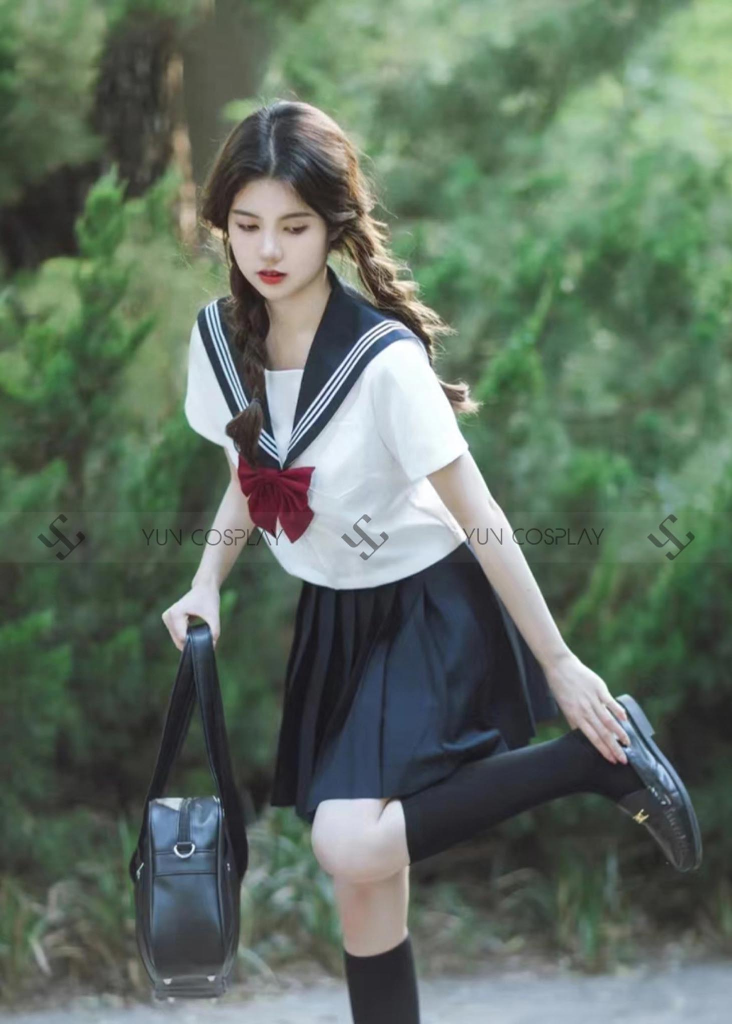 trang phục chơi nylon màu xanh và trắng rắn màu sexy nhật bản đồng phục nữ  sinh| Alibaba.com