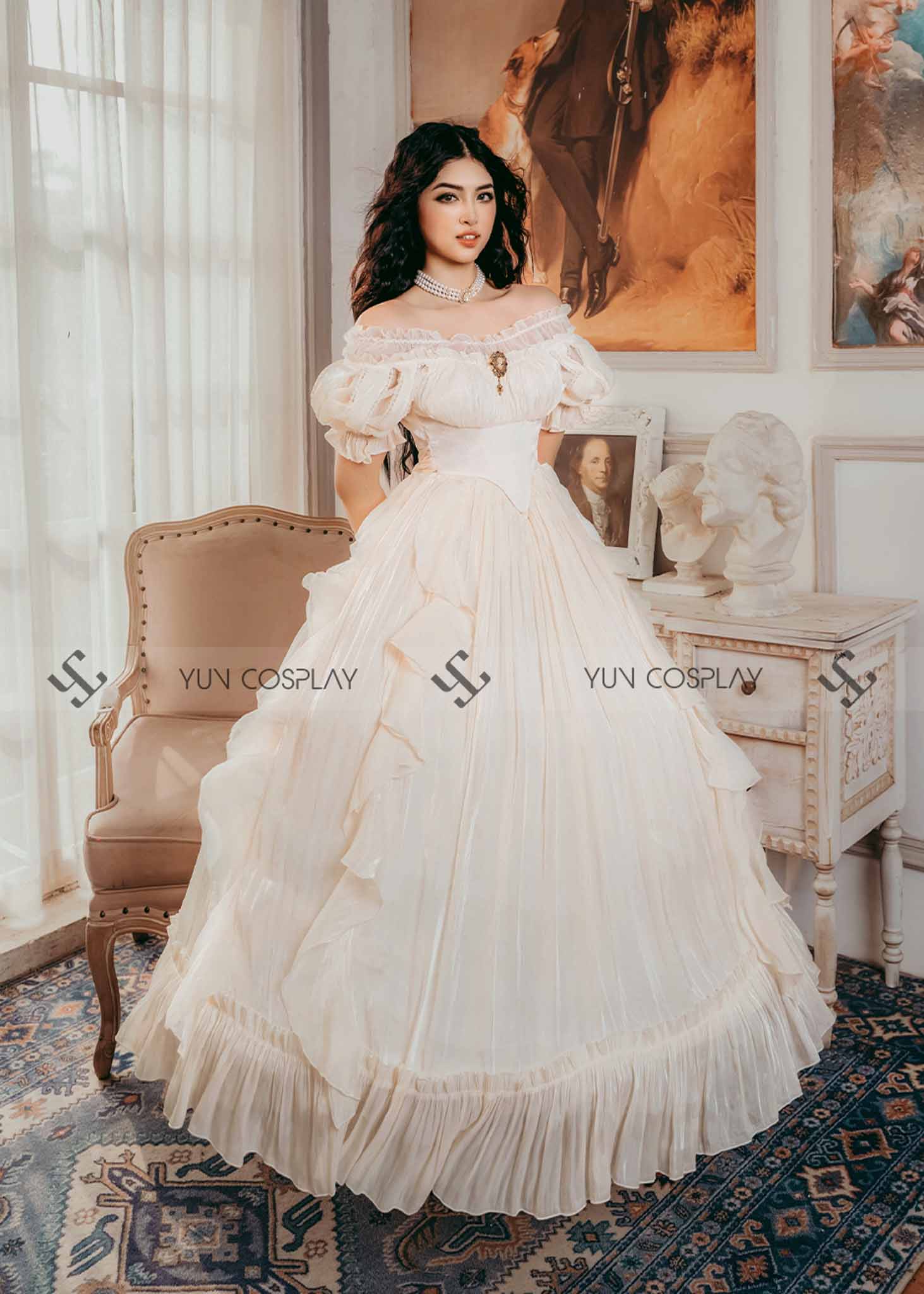 Đầm trắng xòe công chúa, Váy dự tiệc thiết kế cao cấp đầm xòe nơ ngực tay  lưới đính ngọc | Shopee Việt Nam